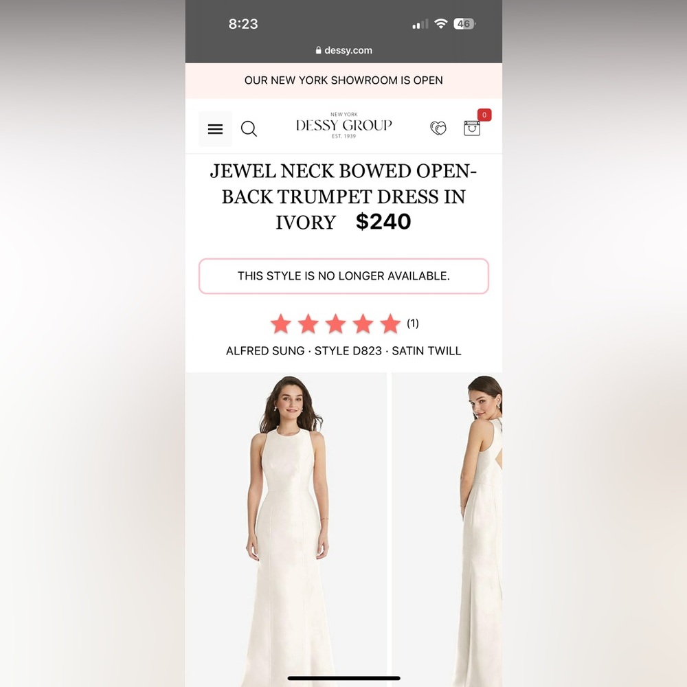 Alfred Sung Bridesmaid Dress- Ivory Twill